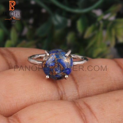 Mojave Copper Lapis Casual Round 925 Sterling Silver Ring