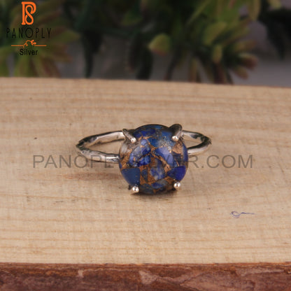 Mojave Copper Lapis Casual Round 925 Sterling Silver Ring