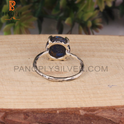 Mojave Copper Lapis Casual Round 925 Sterling Silver Ring