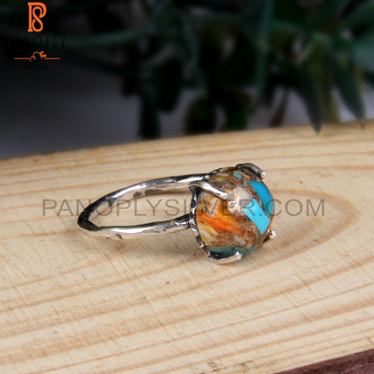 Mojave Copper Bumblebee Turquoise 925 Silver Engagement Ring