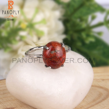 Sponge Coral Oval 925 Sterling Silver Women’s Casual Ring