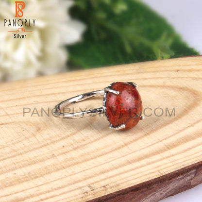 Sponge Coral Oval 925 Sterling Silver Women’s Casual Ring