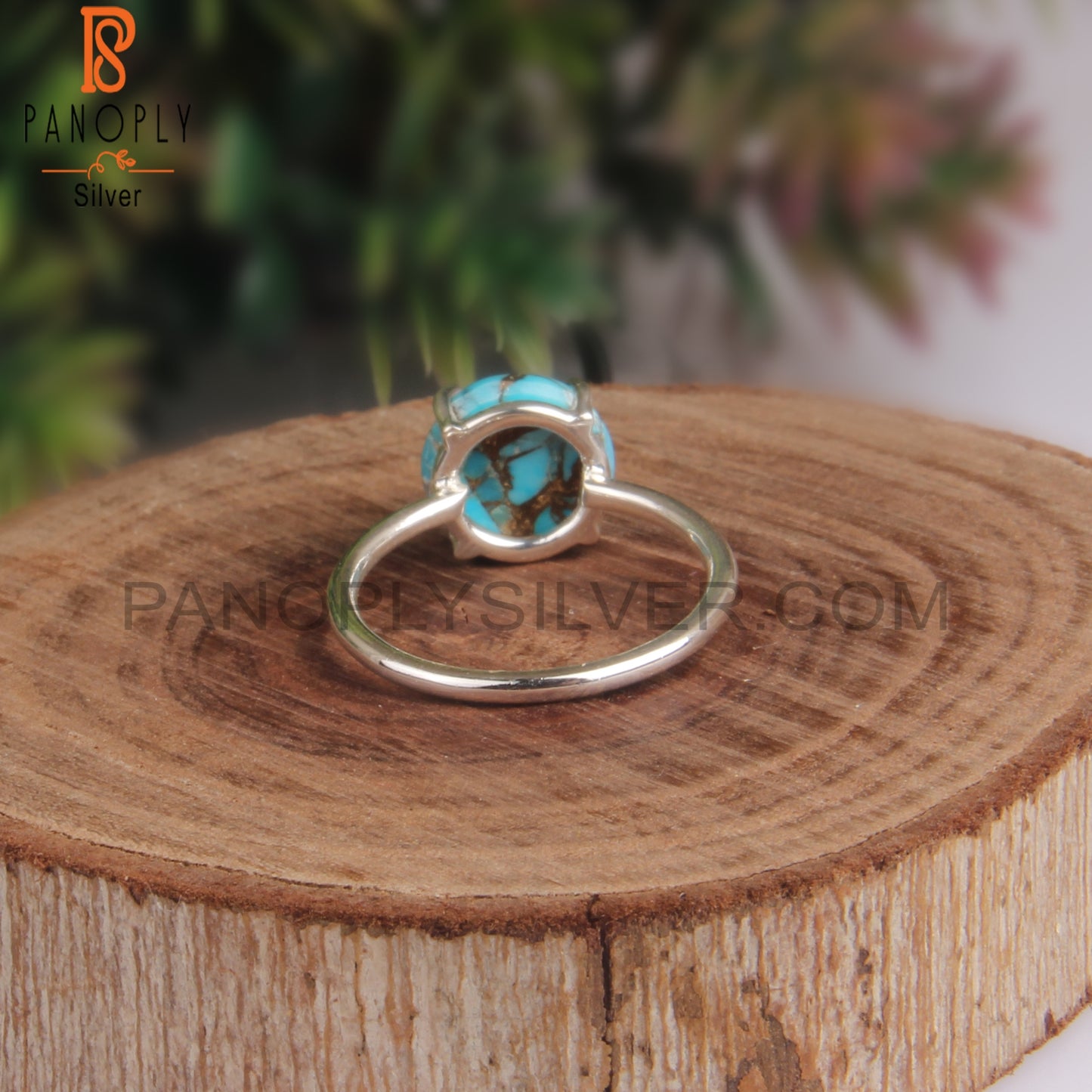 Mojave Copper Turquoise Round 925 Sterling Silver Ring
