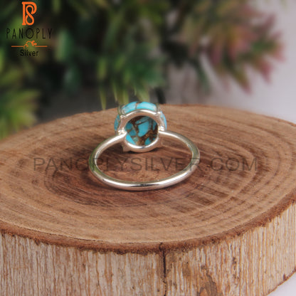 Mojave Copper Turquoise Round 925 Sterling Silver Ring