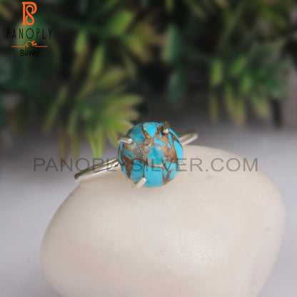 Mojave Copper Turquoise Round 925 Sterling Silver Ring