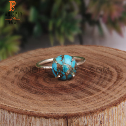Mojave Copper Turquoise Round 925 Sterling Silver Ring