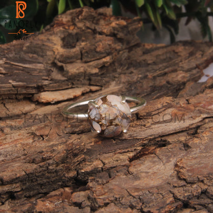 Mojave Copper Ethiopian Opal Round Sterling Silver Ring Gift