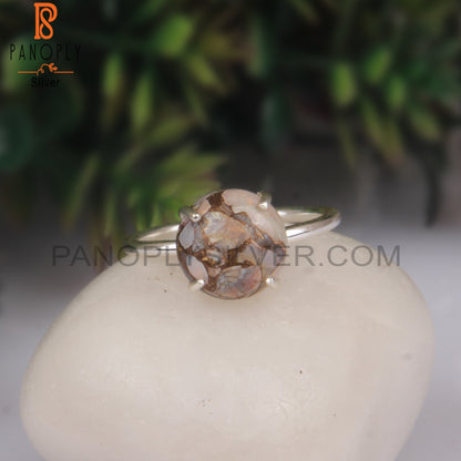 Mojave Copper Ethiopian Opal Round Sterling Silver Ring Gift