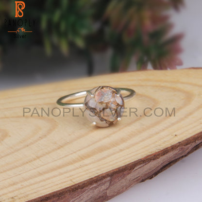 Mojave Copper Ethiopian Opal Round Sterling Silver Ring Gift