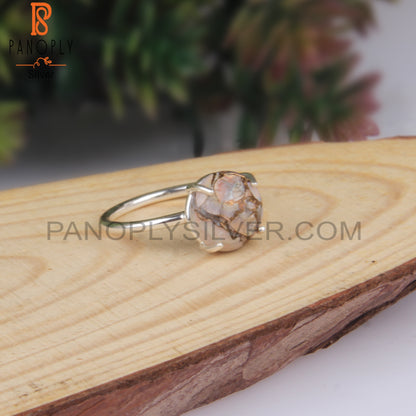Mojave Copper Ethiopian Opal Round Sterling Silver Ring Gift