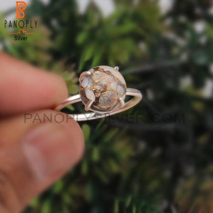 Mojave Copper Ethiopian Opal Round Sterling Silver Ring Gift