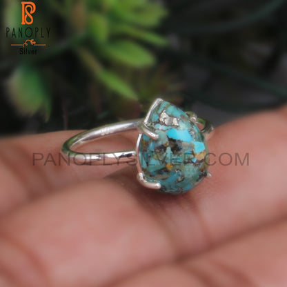 Boulder Turquoise Hypoallergenic Pear 925 Sterling Silver Ring