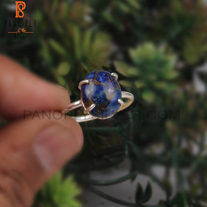 Natural Mojave Copper Lapis Oval Sterling Silver Pretty Ring