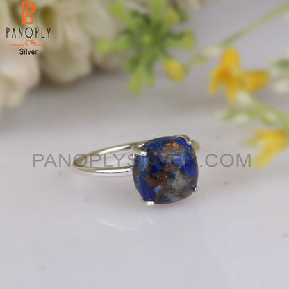 Mojave Copper Lapis Cushion 925 Sterling Silver Ring