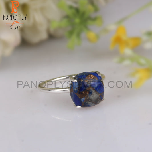 Mojave Copper Lapis Cushion 925 Sterling Silver Ring