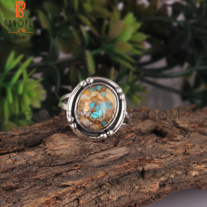 Mojave Copper Bumblebee Turquoise 925 Silver Oxidized Ring