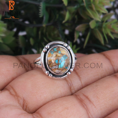 Mojave Copper Bumblebee Turquoise 925 Silver Oxidized Ring