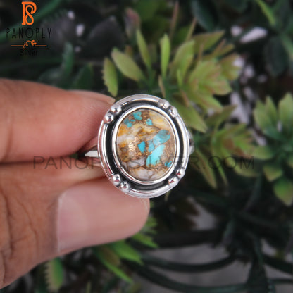 Mojave Copper Bumblebee Turquoise 925 Silver Oxidized Ring