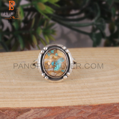 Mojave Copper Bumblebee Turquoise 925 Silver Oxidized Ring