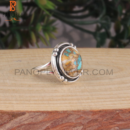 Mojave Copper Bumblebee Turquoise 925 Silver Oxidized Ring