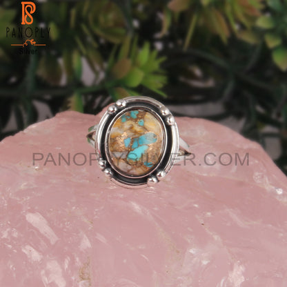 Mojave Copper Bumblebee Turquoise 925 Silver Oxidized Ring