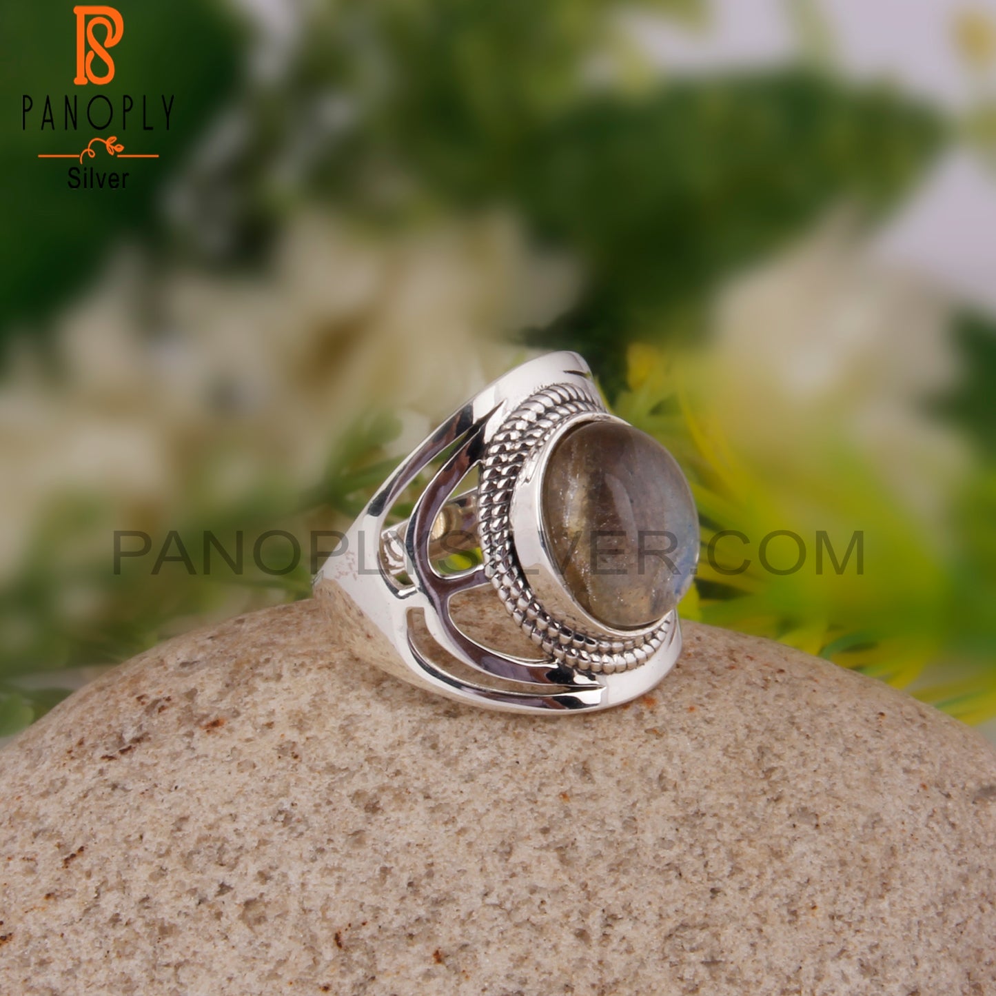 Doublet Labradorite Crystal Oval 925 Sterling Silver Rings