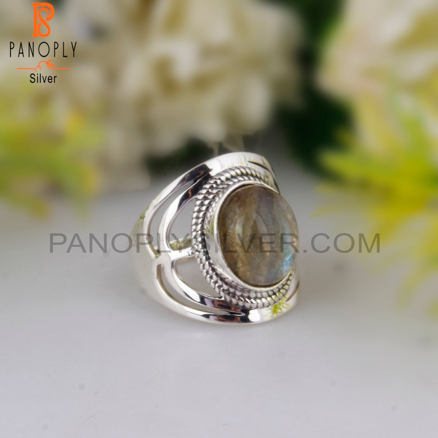 Doublet Labradorite Crystal Oval 925 Sterling Silver Rings