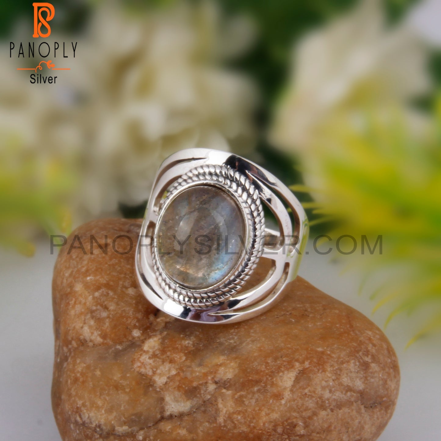 Doublet Labradorite Crystal Oval 925 Sterling Silver Rings