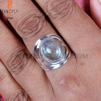 Doublet Apache Gold Crystal Oval 925 Sterling Silver Ring