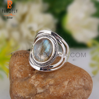 Doublet Apache Gold Crystal Oval 925 Sterling Silver Ring
