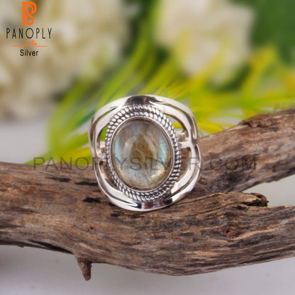 Doublet Apache Gold Crystal Oval 925 Sterling Silver Ring