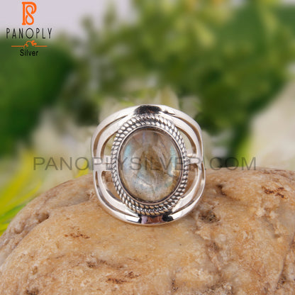 Doublet Apache Gold Crystal Oval 925 Sterling Silver Ring