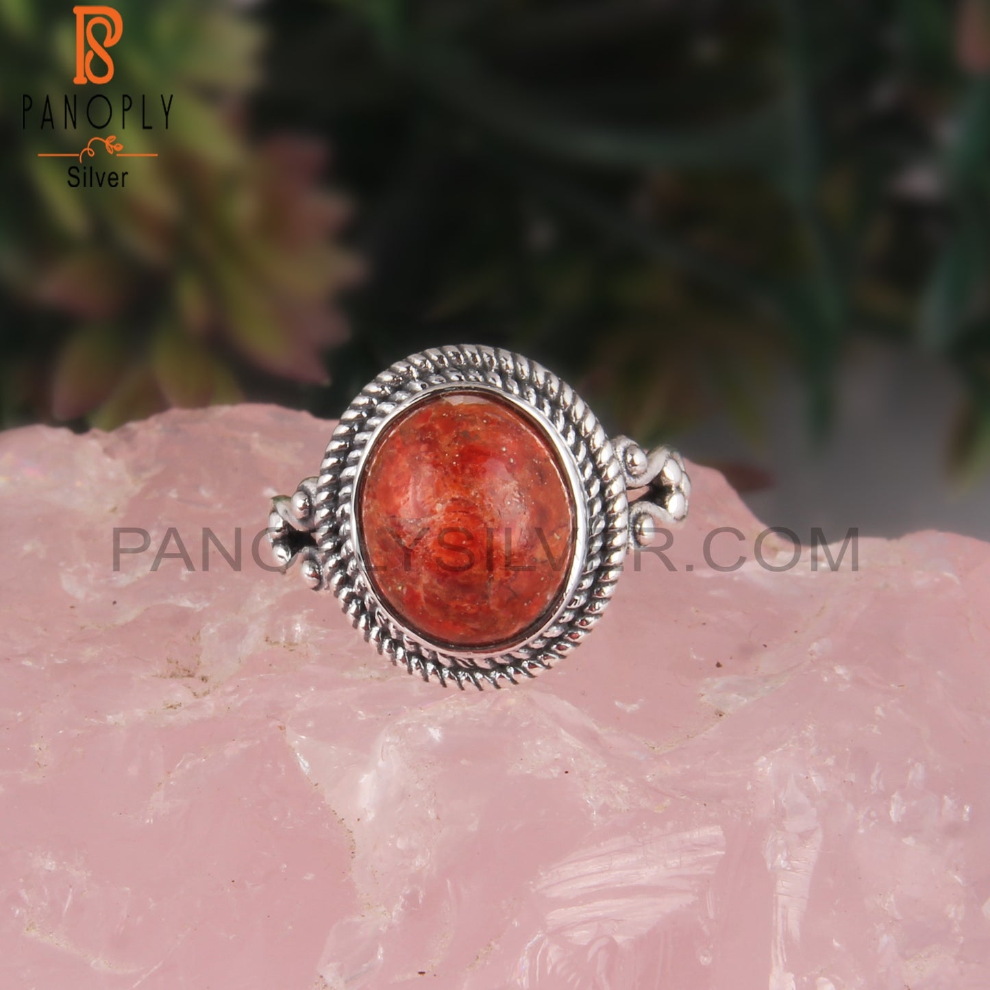 Sponge Coral Oval Daily Wear 925 Sterling Silver Ring