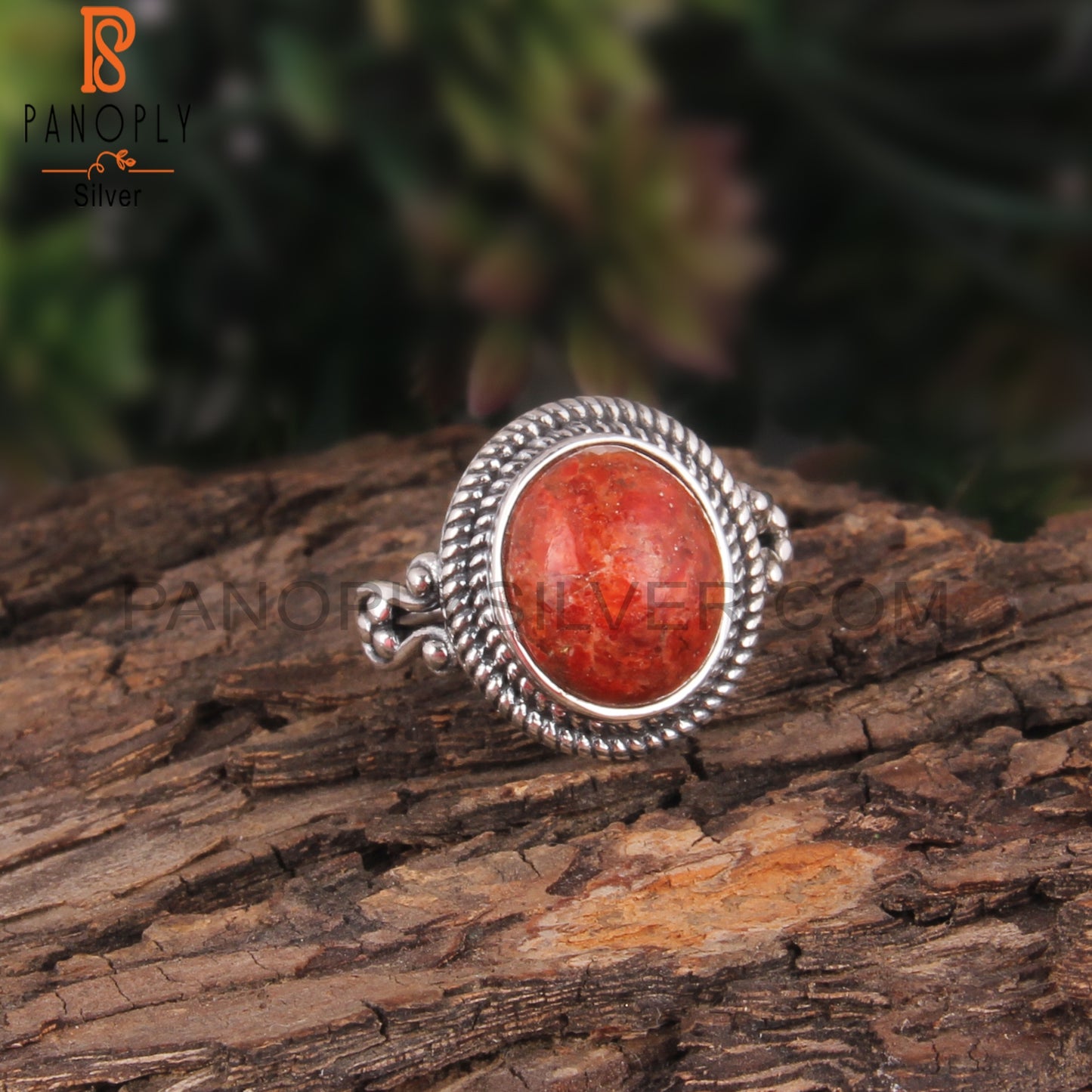 Sponge Coral Oval Daily Wear 925 Sterling Silver Ring