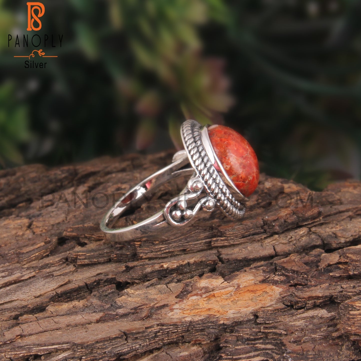 Sponge Coral Oval Daily Wear 925 Sterling Silver Ring