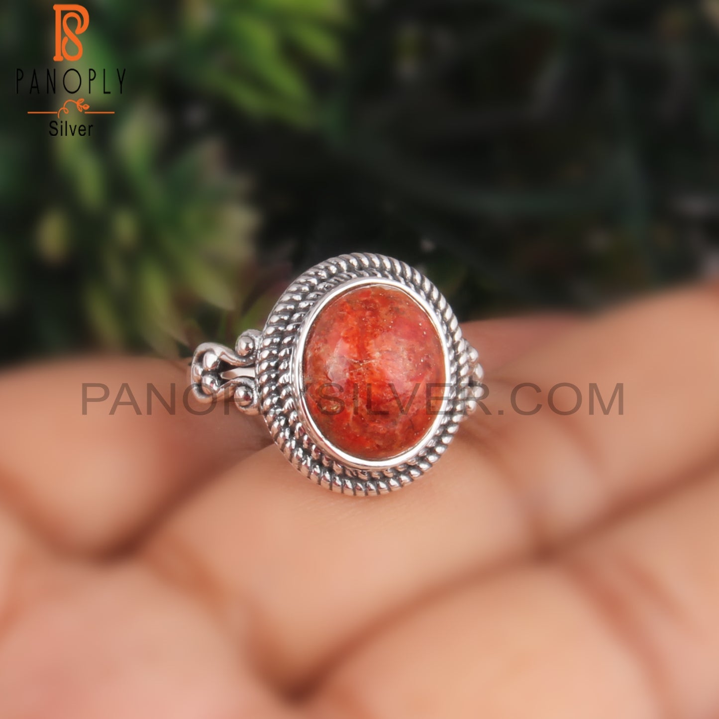 Sponge Coral Oval Daily Wear 925 Sterling Silver Ring