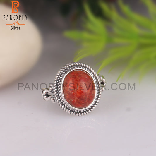 Sponge Coral Oval Daily Wear 925 Sterling Silver Ring