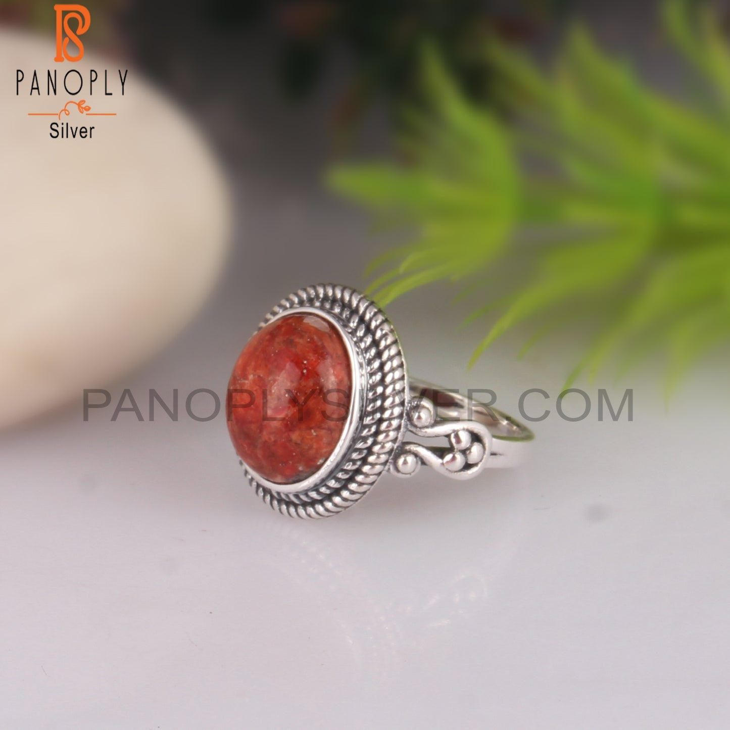 Sponge Coral Oval Daily Wear 925 Sterling Silver Ring