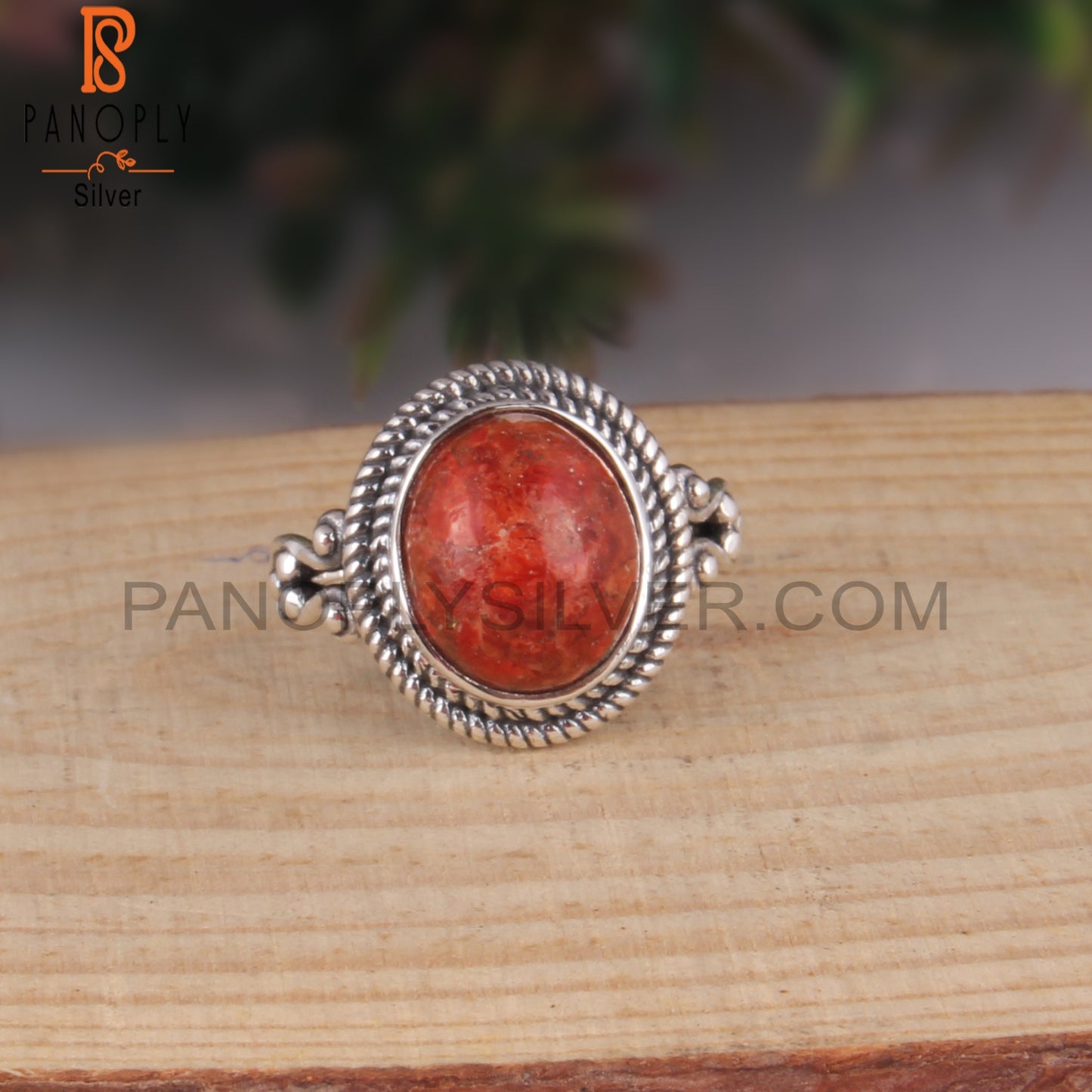 Sponge Coral Oval Daily Wear 925 Sterling Silver Ring