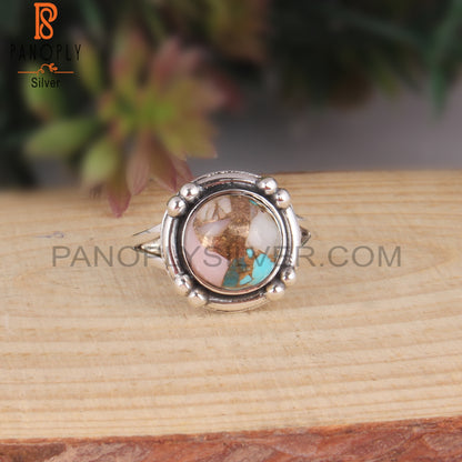 Mojave Bumblebee Turquoise Stone Round Silver Ring