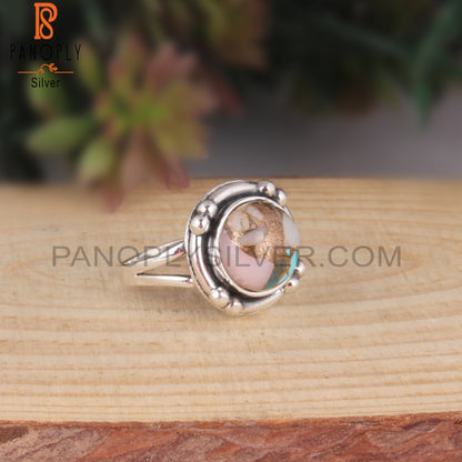 Mojave Bumblebee Turquoise Stone Round Silver Ring
