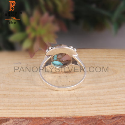 Mojave Bumblebee Turquoise Stone Round Silver Ring