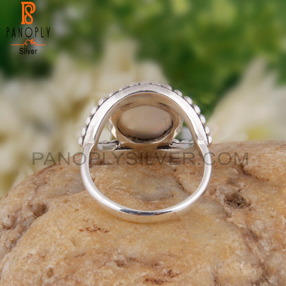 Doublet Mother Of Pearl Crystal Round 925 Sterling Silver Ring