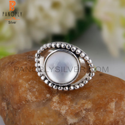 Doublet Mother Of Pearl Crystal Round 925 Sterling Silver Ring