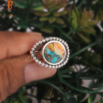 Natural Mojave Copper Bumblebee Turquoise 925 Silver Ring