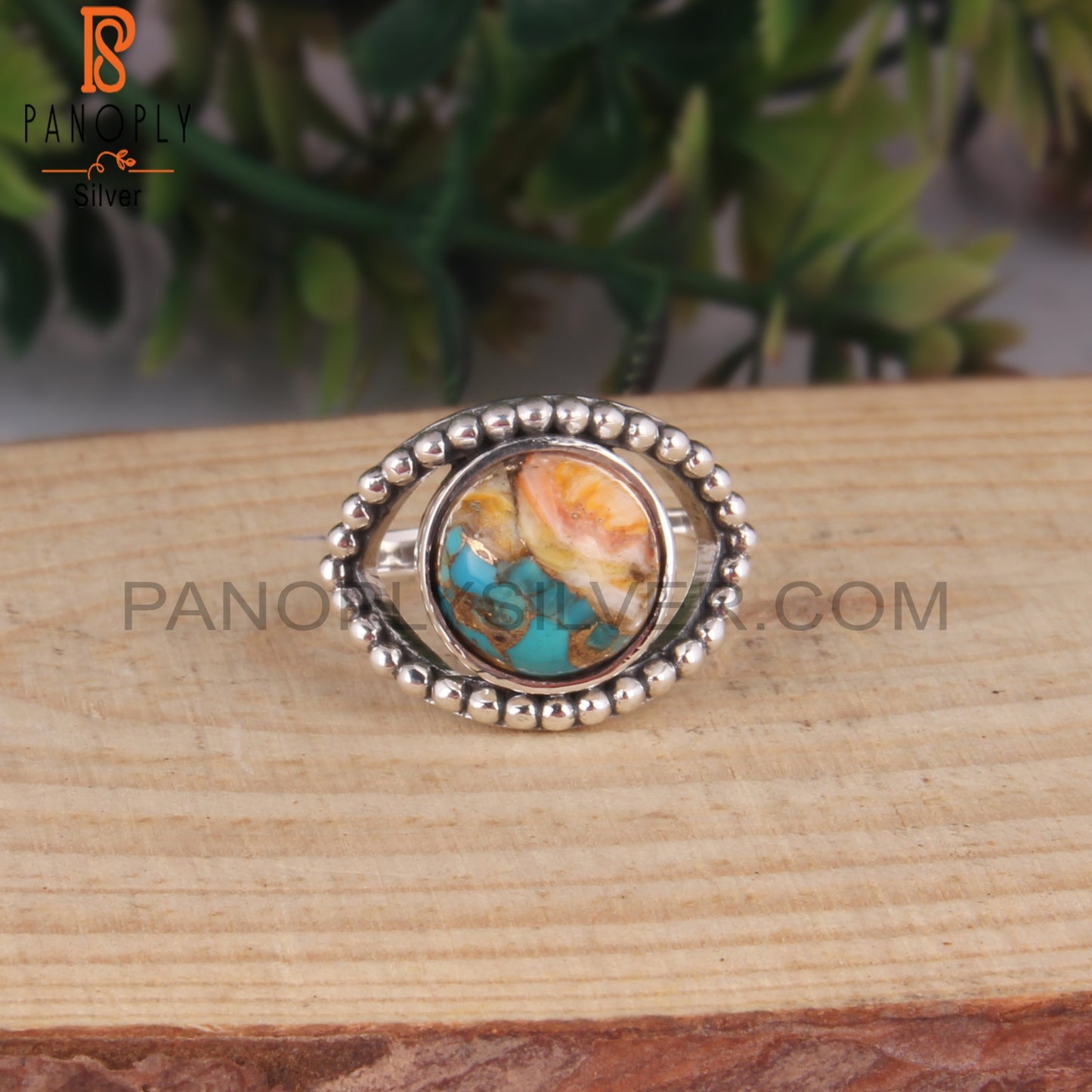 Natural Mojave Copper Bumblebee Turquoise 925 Silver Ring