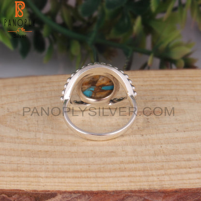 Natural Mojave Copper Bumblebee Turquoise 925 Silver Ring