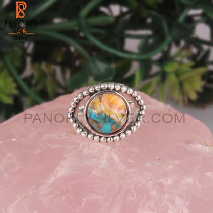 Natural Mojave Copper Bumblebee Turquoise 925 Silver Ring