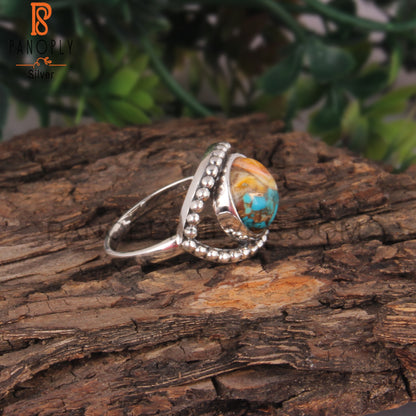 Natural Mojave Copper Bumblebee Turquoise 925 Silver Ring