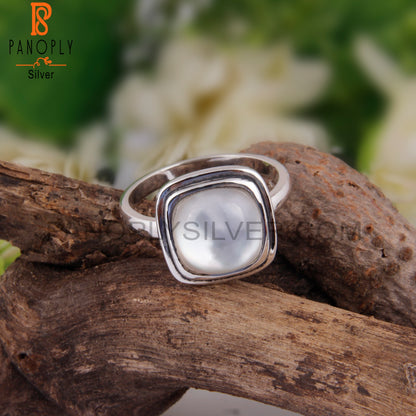 Doublet Mother Of Pearl Crystal Cushion 925 Silver Ring